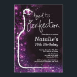 70th Wine Birthday Aged to Perfection Purple Invitation<br><div class="desc">70th Wine Birthday Invitation. Aged to Perfection. Black and Purple Glitter. Red Wine. Wine Tasting Invitation. Black and Gold Glitter Champagne. 18th 20th 21st 30th 40th 50th 60th 70th 80th 90th 100th, Any Ages. For further customisation, please click the "Customise it" button and use our design tool to modify this...</div>