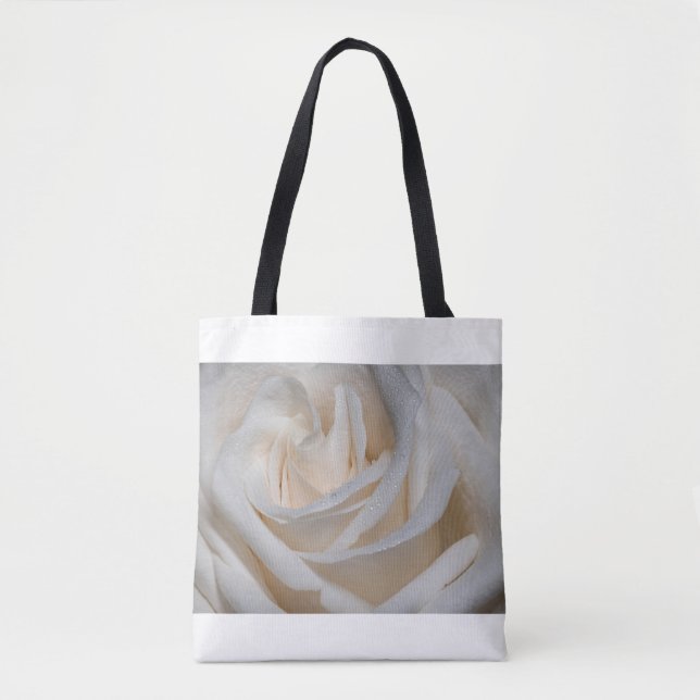 7127-White Rose with Dew Tote Bag (Front)