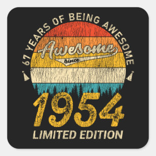 71 Year Old 1954 Retro Awesome 71st Birthday Gift Square Sticker