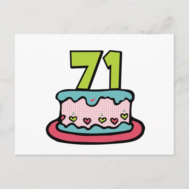 71 Year Old Birthday Cake Postcard (Front)