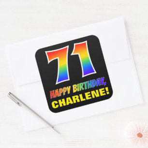 71st Birthday: Bold, Fun, Simple, Rainbow 71 Square Sticker