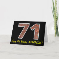 71st Birthday - Brick Wall Pattern "71" w/ Name
