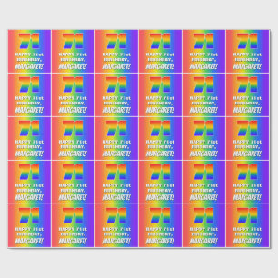 71st Birthday: Colourful, Fun Rainbow Pattern # 71 Wrapping Paper
