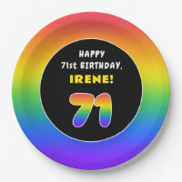 71st Birthday: Colourful Rainbow # 71, Custom Name