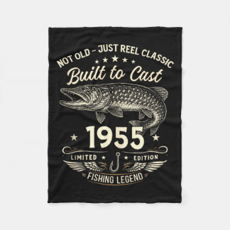71st Birthday Fishing Gift Men Original 1955 Lied Fleece Blanket
