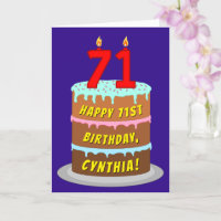 71st Birthday: Fun Cake and Candles + Custom Name