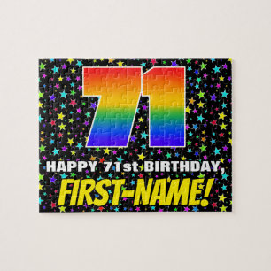 71st Birthday — Fun, Colourful Star Field Pattern Jigsaw Puzzle