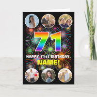 71st Birthday: Fun Rainbow #, Custom Name & Photos