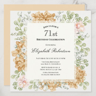 71st Birthday Invitation in Elegant Autumn Colours