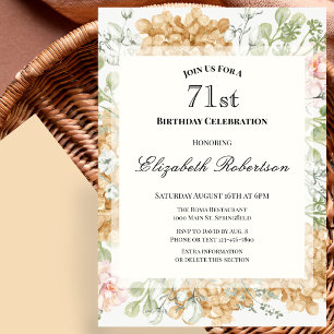71st Birthday Invitation in Elegant Autumn Colours