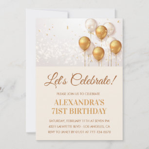71st birthday invitations Balloons Gold 