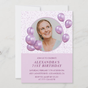 71st birthday invitations Photo Purple Balloons 