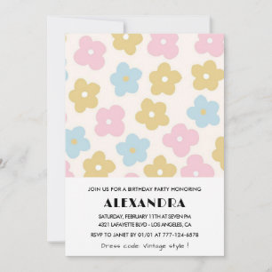 71st birthday invitations Retro Flowers