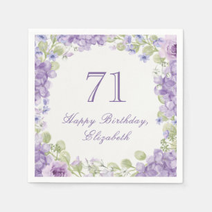 71st Birthday Napkins Elegant Purple Floral
