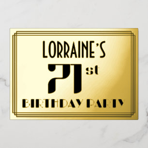 71st Birthday Party: Art Deco Look “71” and Name