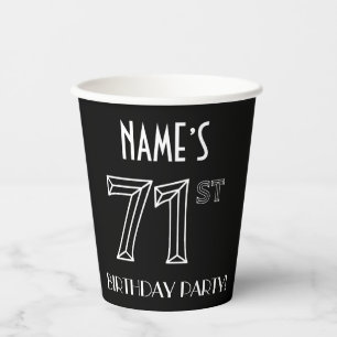 71st Birthday Party: Art Deco Style + Custom Name Paper Cups