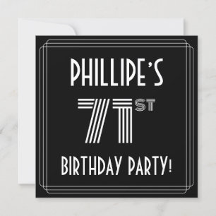 71st Birthday Party: Art Deco Style w/ Custom Name Invitation