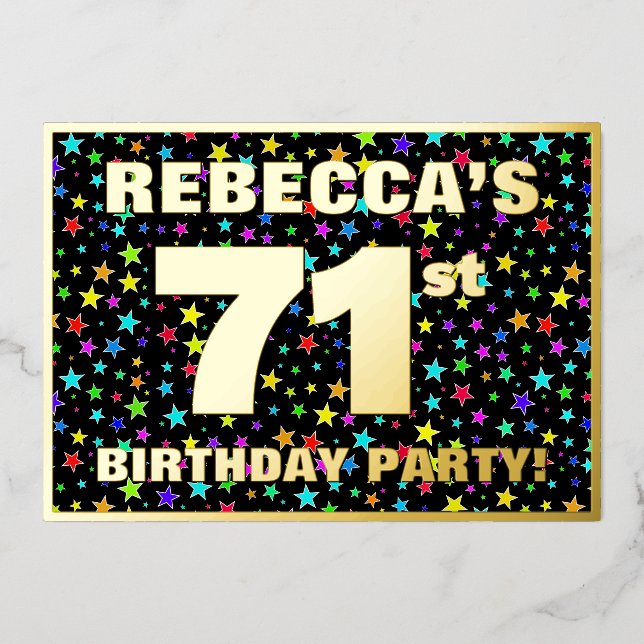 71st Birthday Party — Fun, Colorful Stars Pattern (Front)