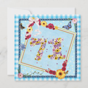 71st Birthday party Invitation flowers,butterflies