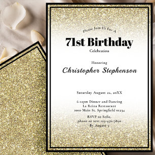 71st Birthday Party Invitation in Black and Gold