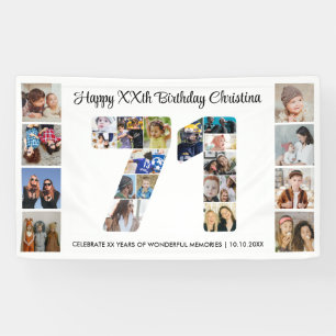71st Birthday Party Number 71 Photo Collage Banner