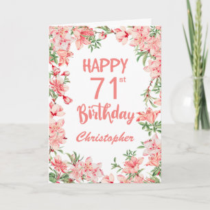 71st Birthday Pink Peach Peonies Watercolor Floral Card