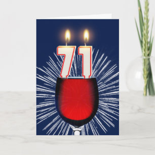 71st Birthday with wine and candles Card