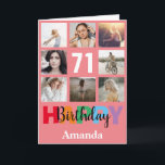 71st Happy Birthday Photo Collage Modern Pink Card<br><div class="desc">71st Happy Birthday Photo Collage Modern Pink Card with personalised name. For further customisation,  please click the "Customise it" button and use our design tool to modify this template.</div>