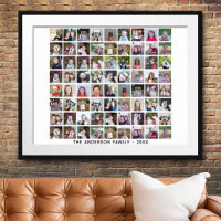 72 Square Photo Collage Grid with Text - white