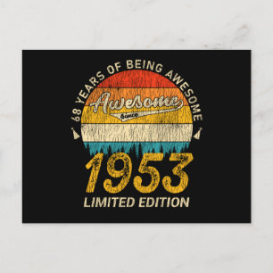 72 Year Old 1953 Retro Awesome 72nd Birthday Gift Postcard
