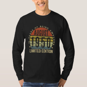 72 Year Old Awesome Since August 1950 72nd Birthd T-Shirt