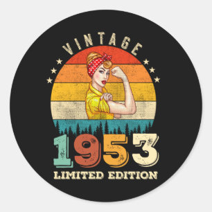 72 Year Old Bday 1953 Vintage 72nd Birthday Women Classic Round Sticker