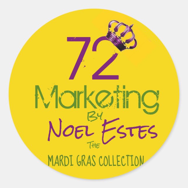 72marketing logo sticker Mardi Gras collection (Front)
