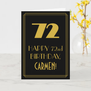 72nd Birthday – Art Deco Inspired Look "72" & Name Card