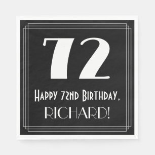 72nd Birthday ~ Art Deco Inspired Look "72", Name Napkin