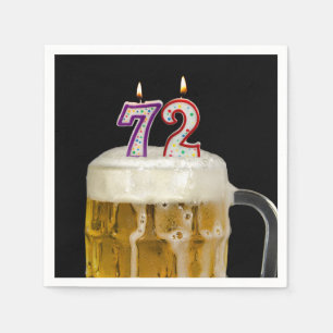 72nd Birthday Beer on black Napkin