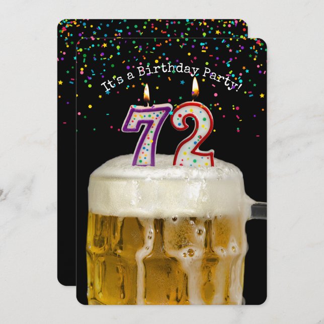 72nd Birthday Beer Party Invitation (Front/Back)