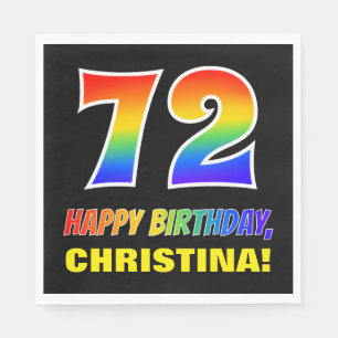 72nd Birthday: Bold, Fun, Simple, Rainbow 72 Napkin