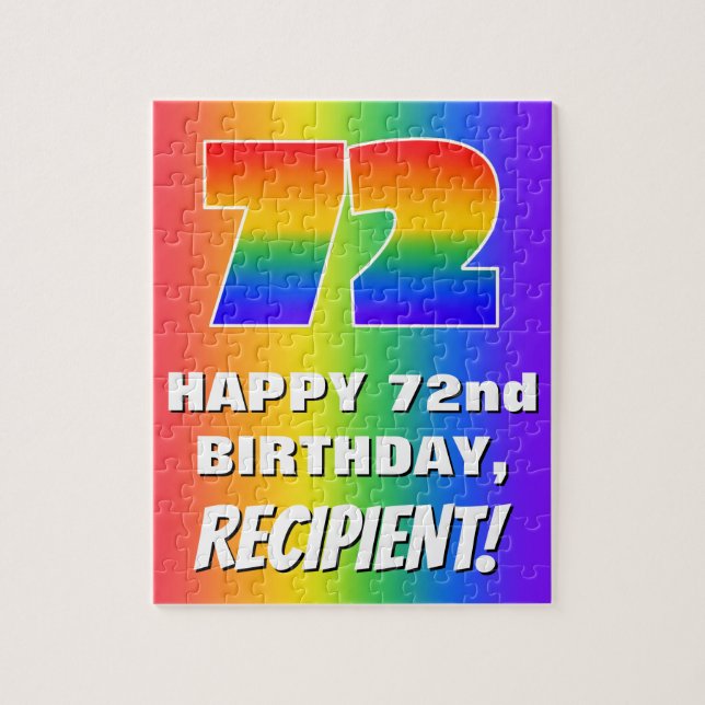 72nd Birthday: Colourful, Fun Rainbow Pattern # 72 Jigsaw Puzzle (Vertical)
