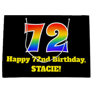 72nd Birthday ~ Fun, Colourful, Vibrant, Rainbow 7 Large Gift Bag