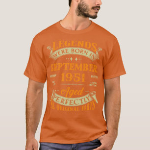 72nd Birthday Gift Legends Born In September 1951 T-Shirt