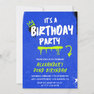 72nd birthday invitations Men Graffiti 