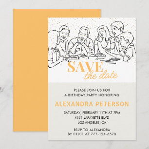 72nd birthday invitations Save the date Dinner