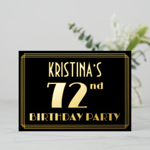72nd Birthday Party: Art Deco Look “72”, w/ Name