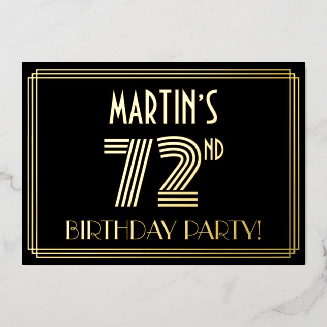72nd Birthday Party — Art Deco Style “72” + Name (Front)