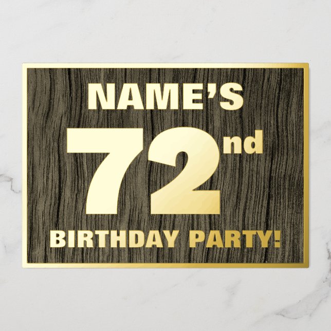 72nd Birthday Party: Bold, Faux Wood Grain Pattern (Front)
