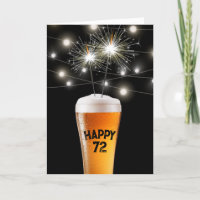 72nd Birthday Sparkler In Beer Glass