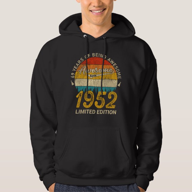 73 Year Old 1952 Retro Awesome 73rd Birthday Gift Hoodie (Front)