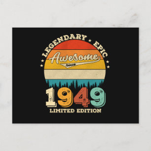 73 Year Old Awesome Since 1949 73rd Birthday Gift Postcard