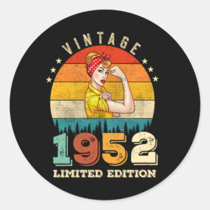 73 Year Old Bday 1952 Vintage 73rd Birthday Women Classic Round Sticker